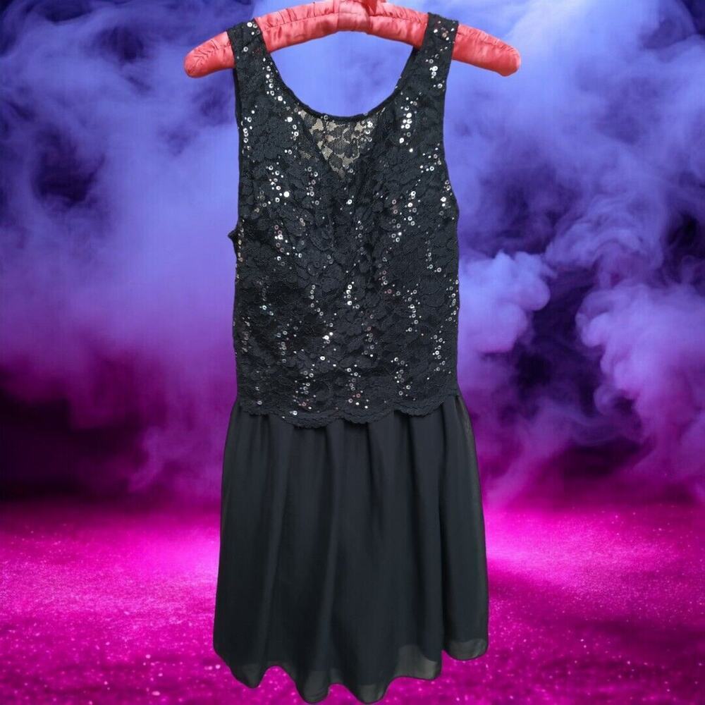 Speechless Black Lace Sequin Semi Formal Dress‎ Size 7